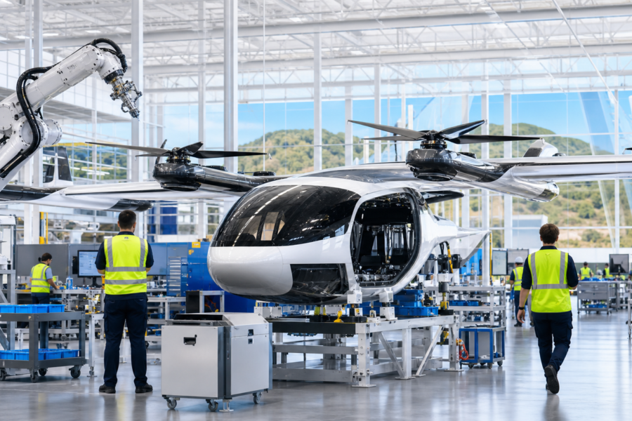 Sản xuất máy bay điện eVTOL. Chỉ mang tính minh họa