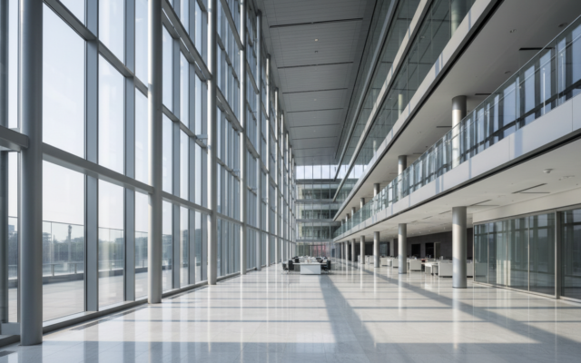 Không gian kiến trúc ngân hàng thương mại hiện đại phản ánh bối cảnh tín dụng doanh nghiệp vừa và nhỏ đang chịu áp lực l