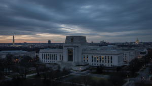 Toàn cảnh khu chính phủ Washington DC, nơi đặt trụ sở Cục Dự trữ Liên bang Mỹ định hướng khung lãi suất liên bang. Illus