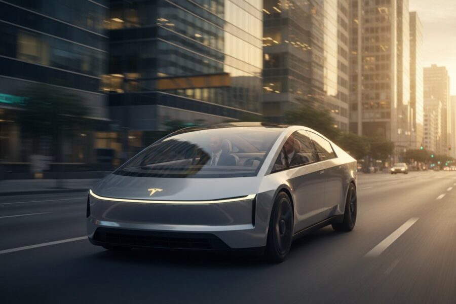 Tesla Robotaxi Cybercab Austin. Chỉ mang tính minh họa