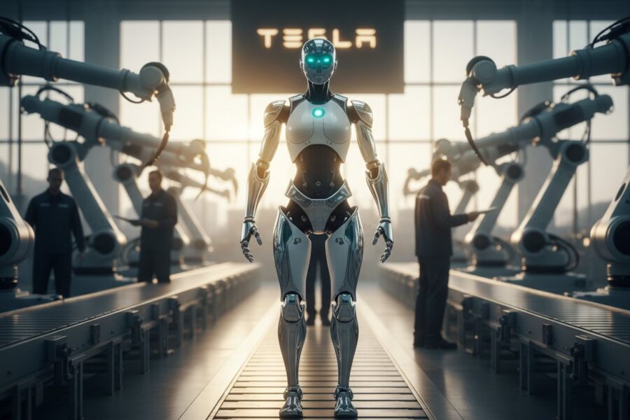 Robot Optimus Tesla sản xuất. Chỉ mang tính minh họa