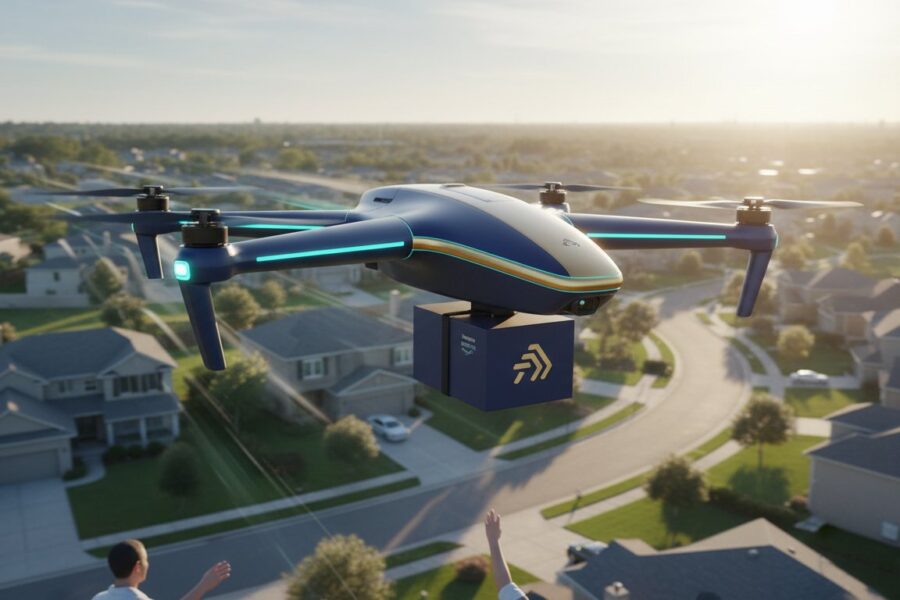 Amazon Prime Air giao hàng drone. Chỉ mang tính minh họa