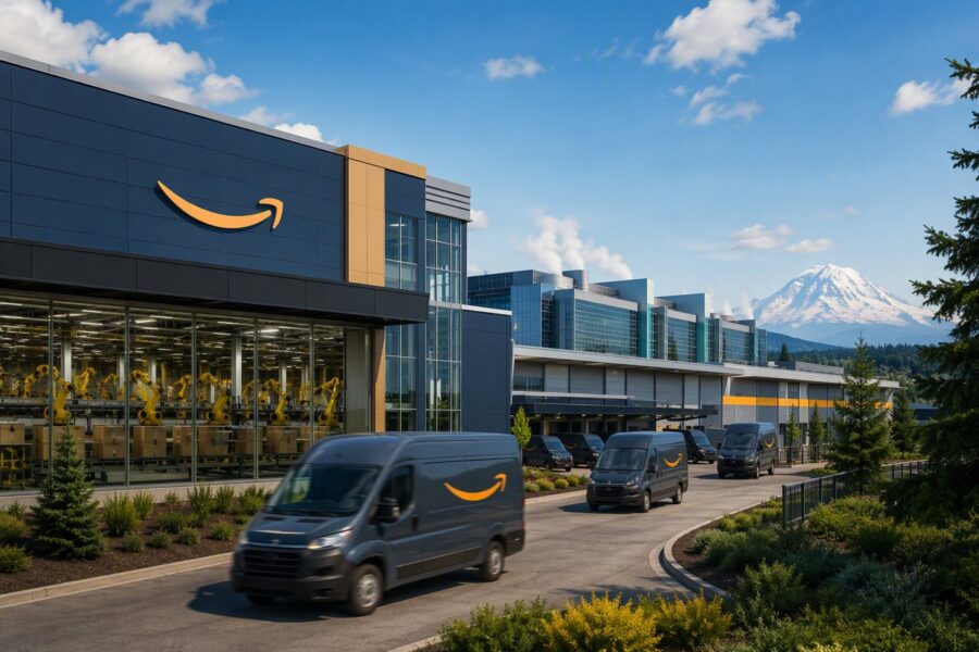 Amazon bán lẻ và AWS. Chỉ mang tính minh họa